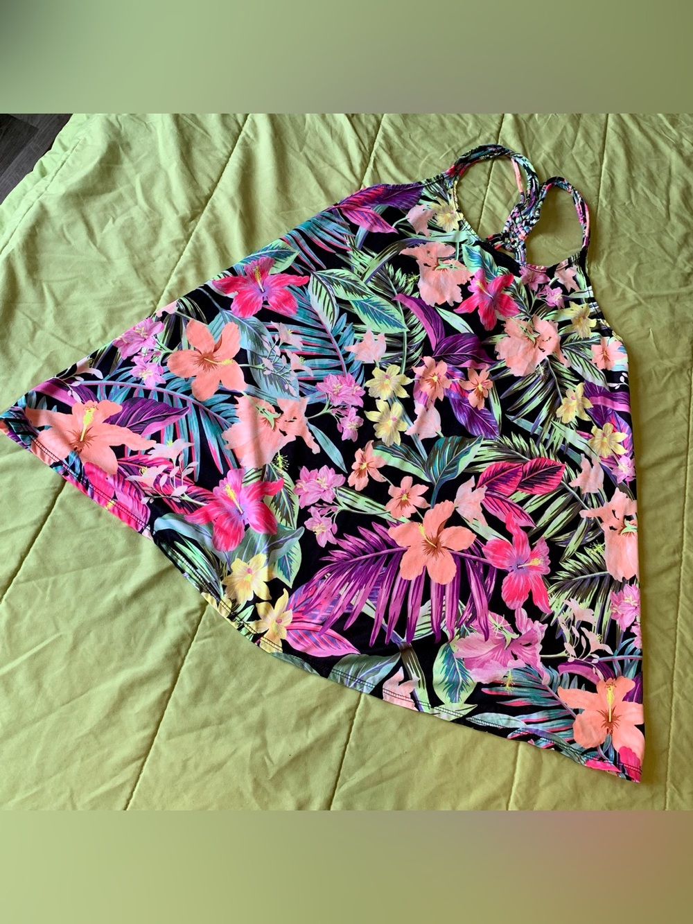 NOBO Black Tropical Floral Swim Coverup with Pink, Yellow & Green Accents